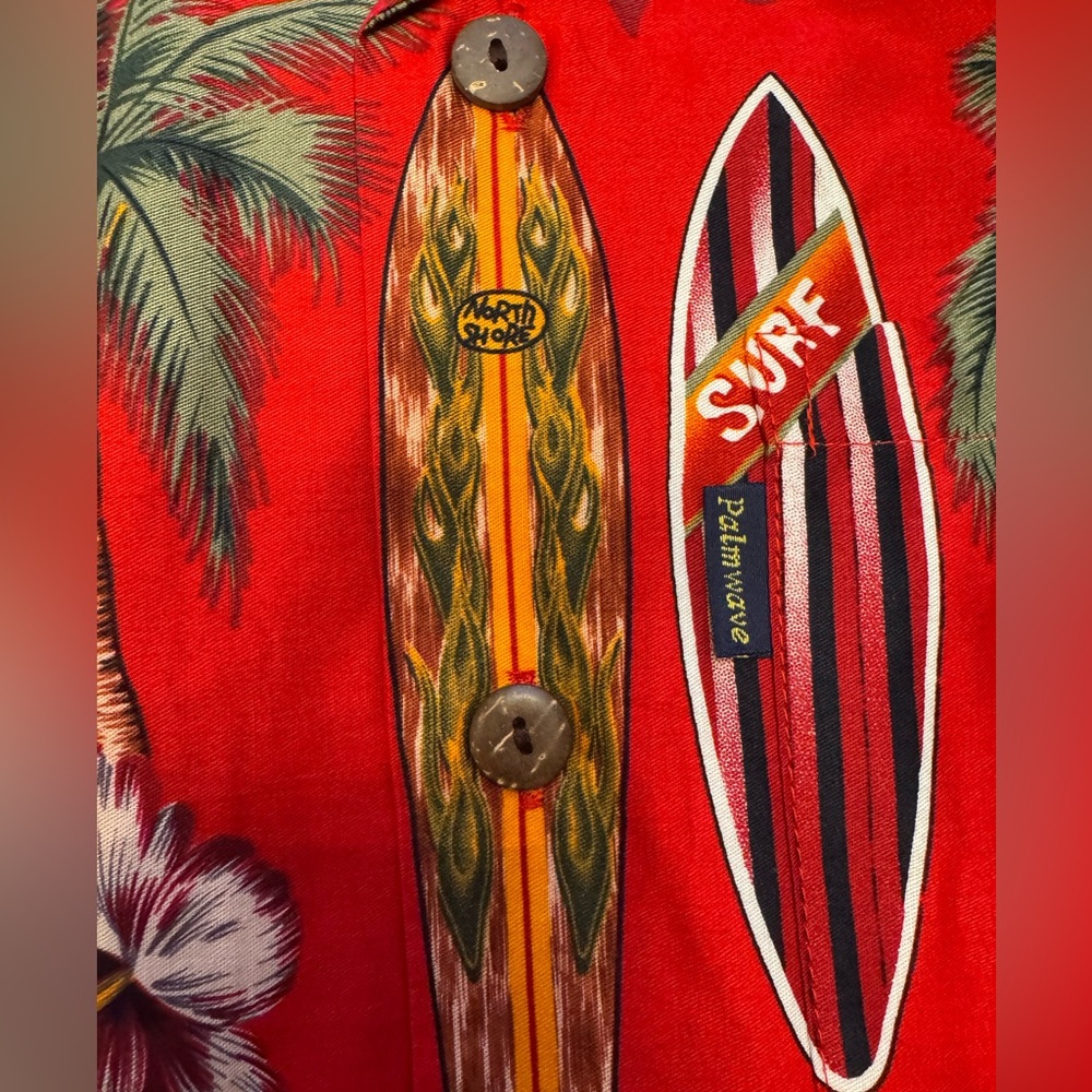 Palmwave Red Hawaiian Surfboard Print Men’s Shirt – Size Medium – NWT - Picture 5 of 5